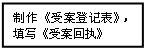 文本框: 制作《受案登记表》，填写《受案回执》

